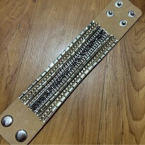 Silver and Tan Rhinestone Bracelet